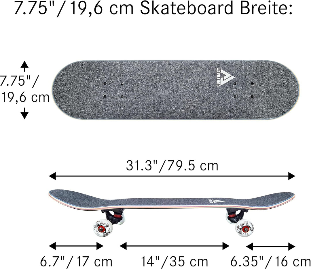 Komplett Skateboard Gold Logo - für Kinder und Jugendliche - 7-lagiges Ahornholz Deck - Medium Conca