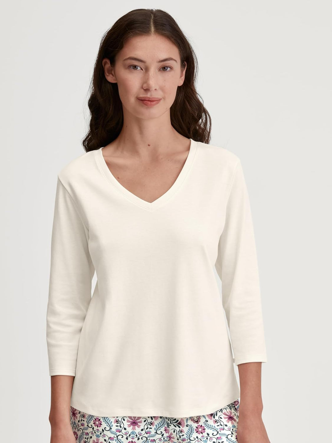 CALIDA Favourites Langarmshirt Damen, aus 100% Baumwolle, Dicker, wärmender Stoff 32-34 Charm Cream,