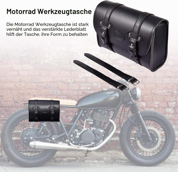 josietomy Motorrad Satteltasche aus Leder, Abnehmba wasserdichte Schwarz Universal Motorrad Seitenta