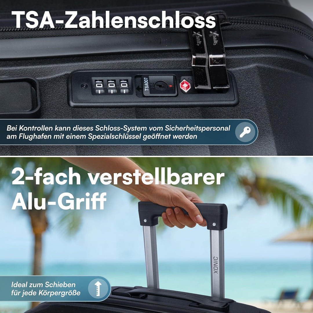Xonic® Hartschalenkoffer L für 65L - Bruchsicherer Rollkoffer Polypropylen mit 360° Doppelrollen & T
