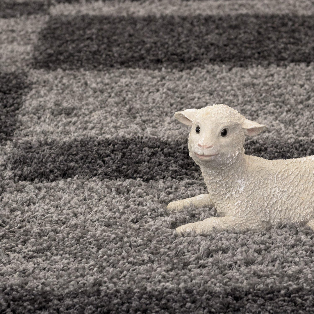 Teppium Kleiner Hochflor Teppich Wohnzimmer 80 cm Rund Grau - Shaggy Flauschiger Teppich, Extra Weic
