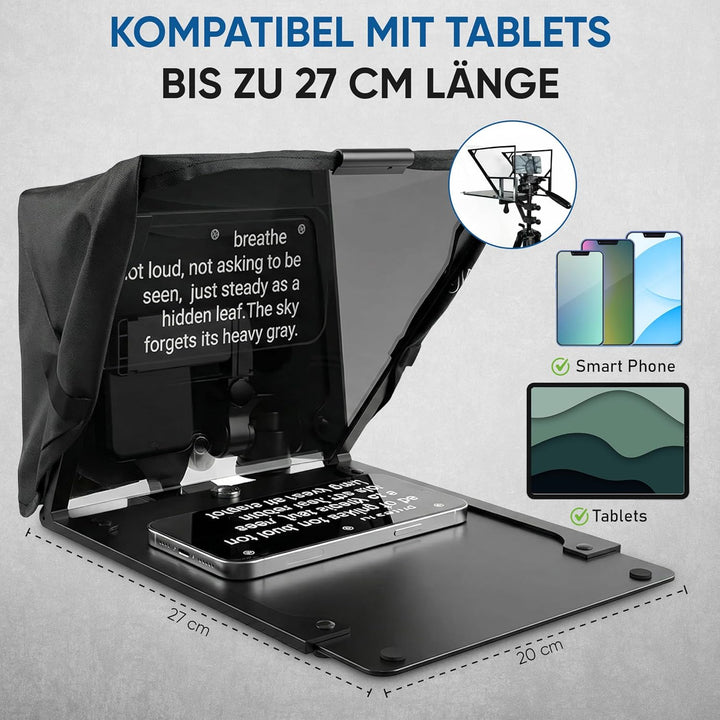 NEO Teleprompter für Kamera, Smartphone & Tablet – Autocue Prompter kompatibel mit DSLR, Webcam & iP