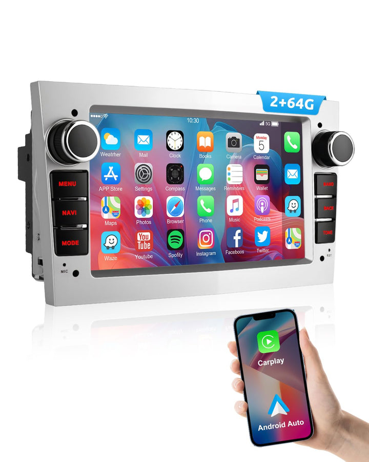 ESSGOO 2+64G Wireless Autoradio Android 14 mit Carplay und Android Auto Für Opel Astra H Corsa C/D V