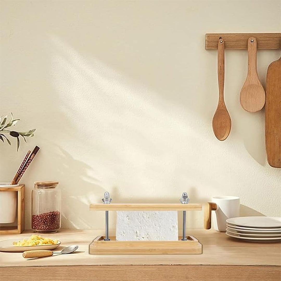Bambus-Tofu-Press-Set – umweltfreundliches Tofu-Set aus Holz, mit Sieb und Abtropfschale