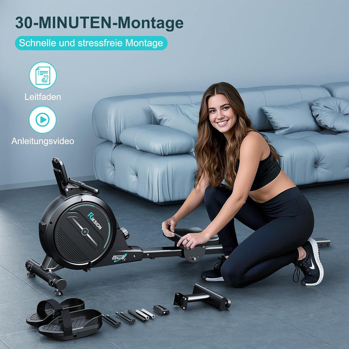 [2026 Neu] Rudergerät für Zuhause mit Magnet-Fitnesstrainer,Rudergerät 16 Stufen Widerstand, Indoor-