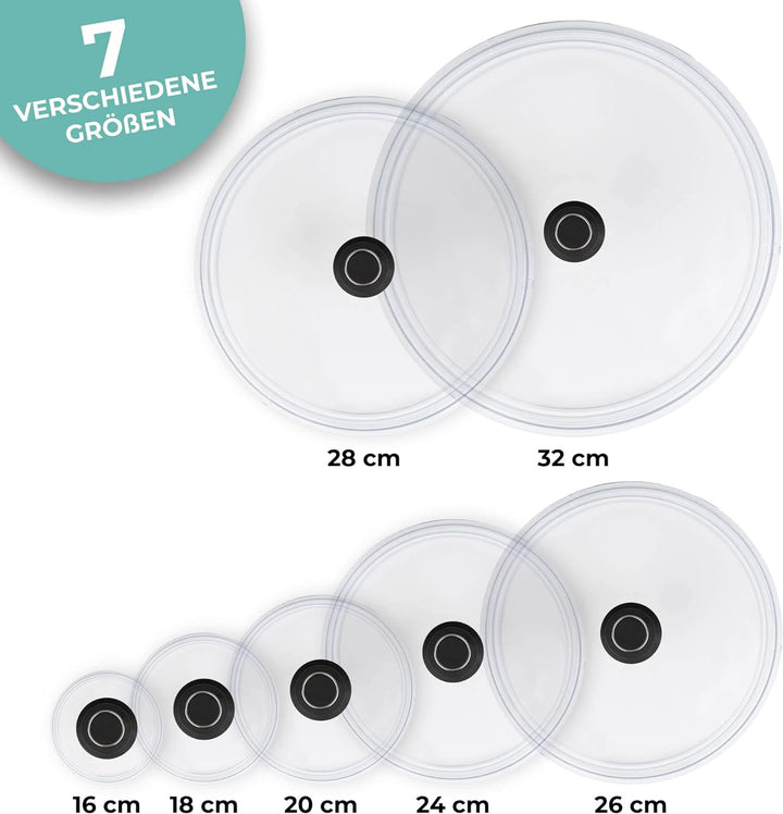 MaxxGoods Simax Glasdeckel Ø 32 cm mit Knopf &amp; Backofenfest | automatisches Entlüftungsventil | Hitz