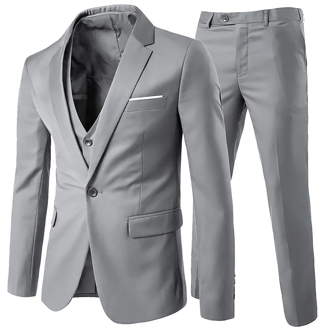 Anzug Herren Slim Fit 3 Teilig Anzüge Herrenanzug Sakko für Hochzeit Business 3XL Hellgrau, 3XL Hell
