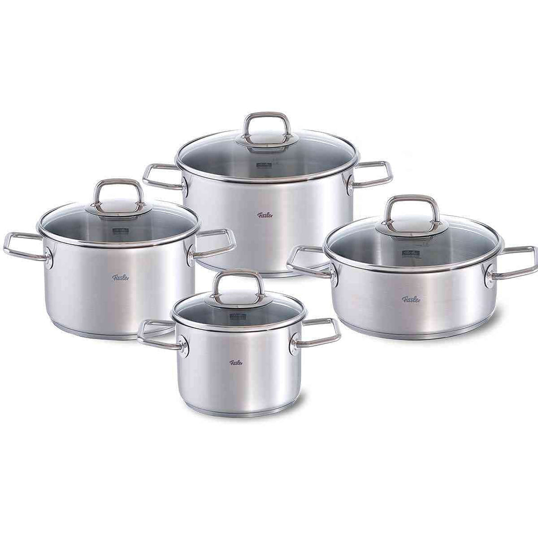 Fissler Viseo / Edelstahl-Topfset, 4-teilig, Kochtopf-Set, Töpfe mit Glas-Deckel, Induktion, alle He