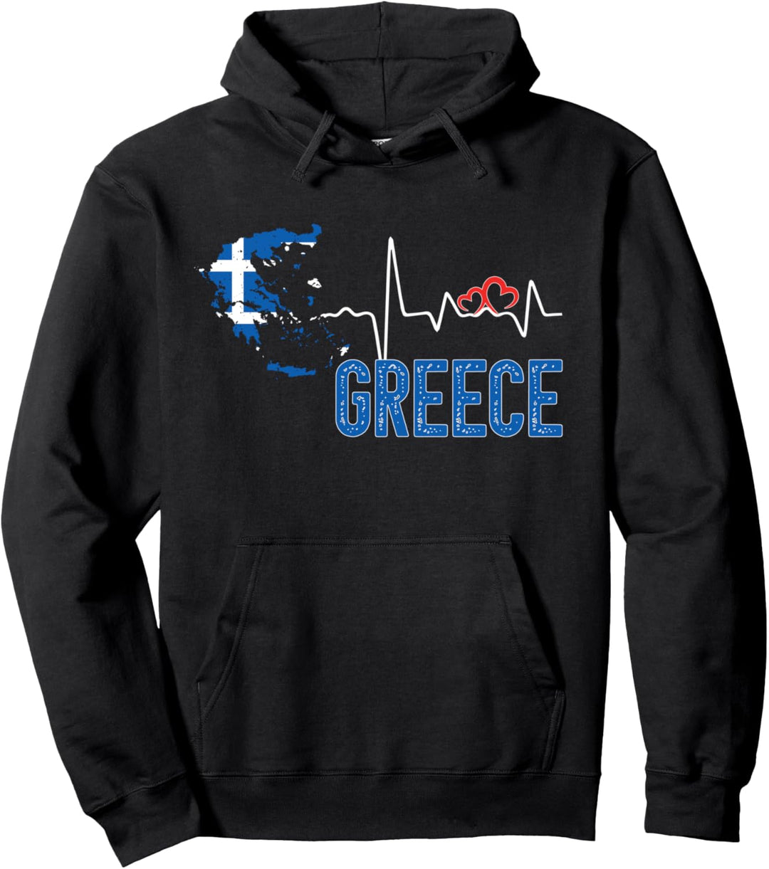 Griechenland Flagge Karte Herzschlag Design für griechischen Stolz Pullover Hoodie