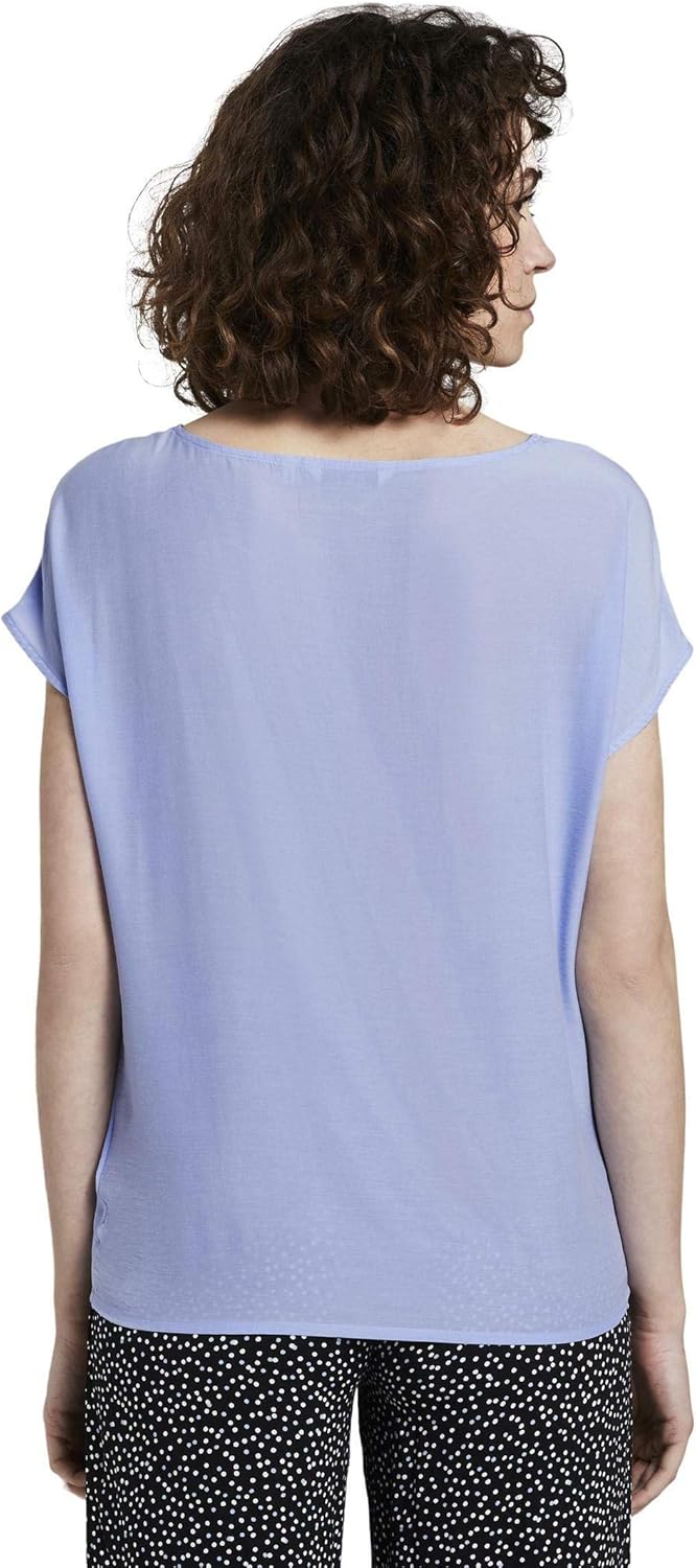 TOM TAILOR Damen Faltendetail Bluse, 12819-Parisienne Blue, 36