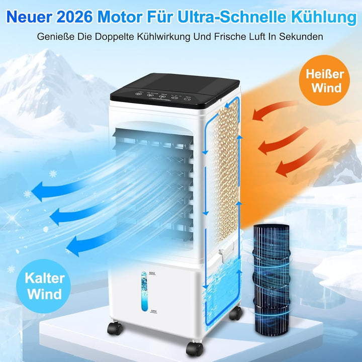 Klimaanlage Mobil, 10L 60W Klimaanlage ohne Abluftschlauch mit 7H Timer, 3 Modus, 40dB, 120°Oszillat