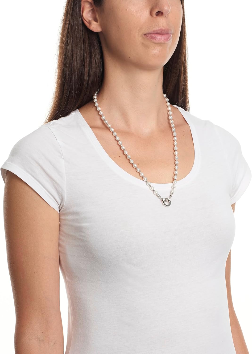 JEWELS BY LEONARDO DARLIN'S Damen-Halskette Signora, Edelstahl mit Imitationsperlen, CLIP & MIX Syst