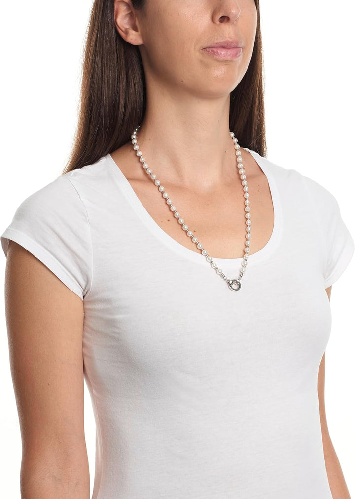 JEWELS BY LEONARDO DARLIN'S Damen-Halskette Signora, Edelstahl mit Imitationsperlen, CLIP & MIX Syst