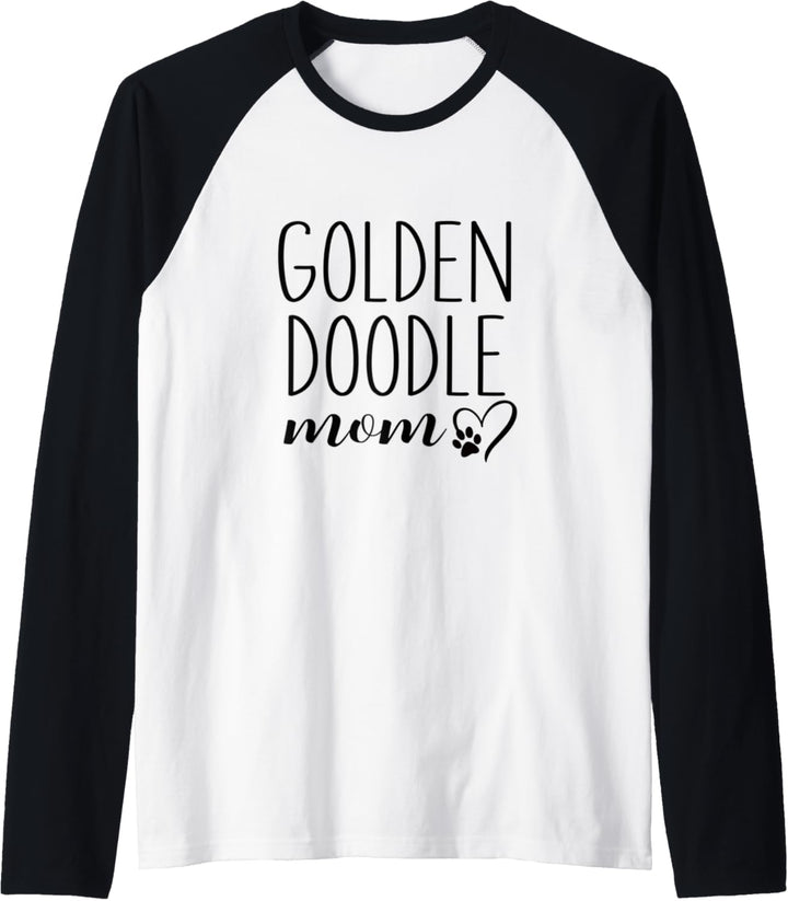 Dog Paw Print Heart Goldendoodle Mom Raglan