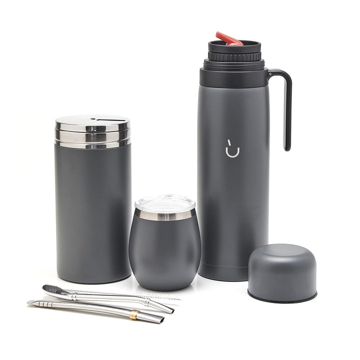 BALIBETOV Komplettes Yerba Mate Set – Moderner Mate Gourd, Thermos, Yerba Behälter, zwei Bombillas u