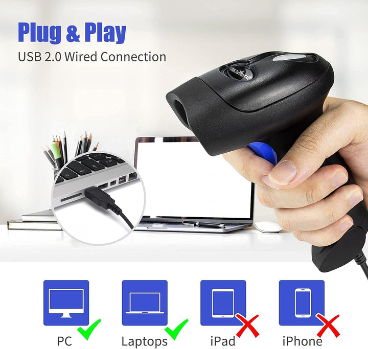 NetumScan USB 1D-Barcode-Scanner, kabelgebundener Handheld-CCD-Barcode-Leser, unterstützt das Scanne