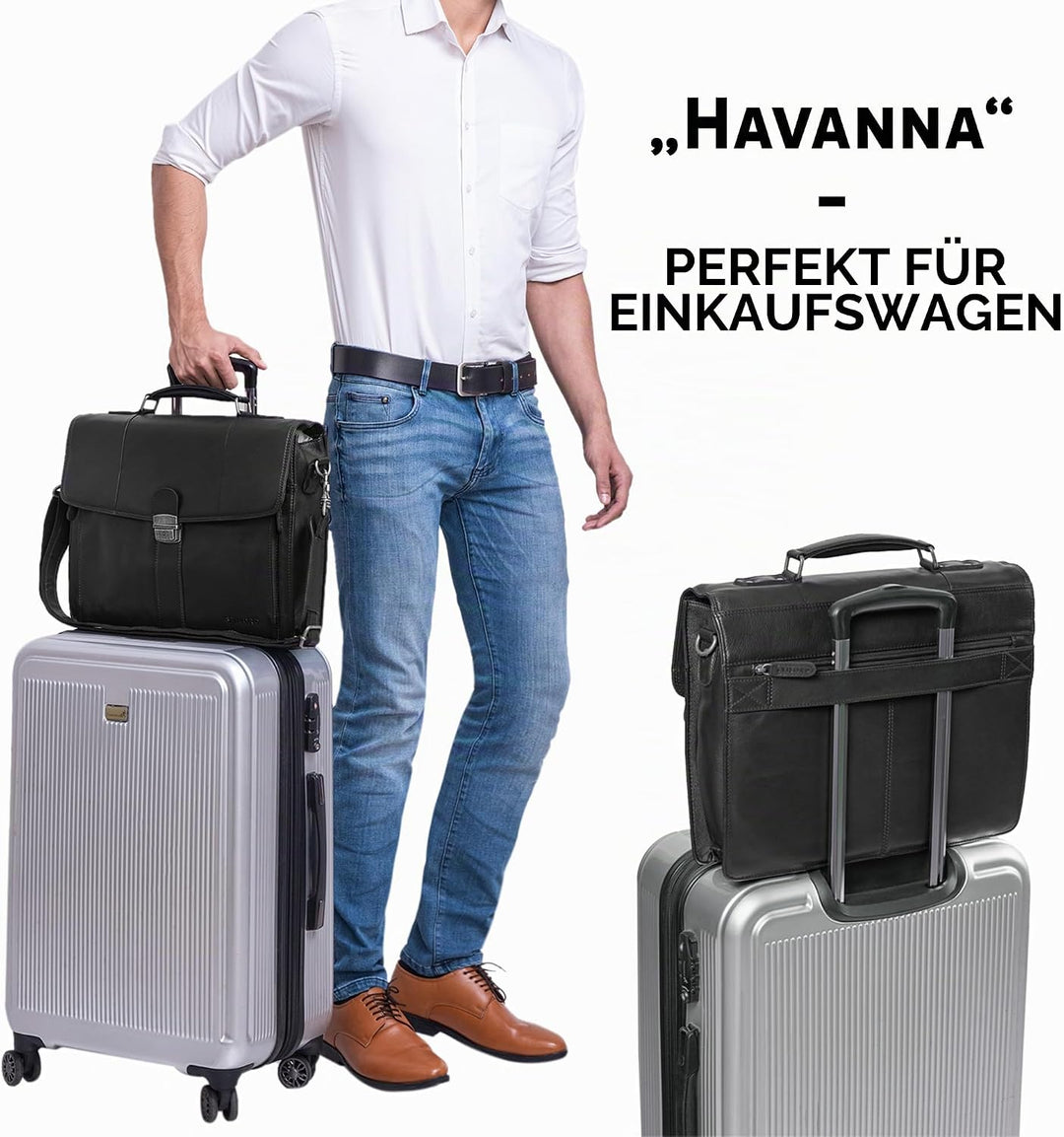 STILORD 'Havanna' Leder Businesstasche A4 Gross Klassische Aktentasche Arbeitstasche Abnehmbarer Sch