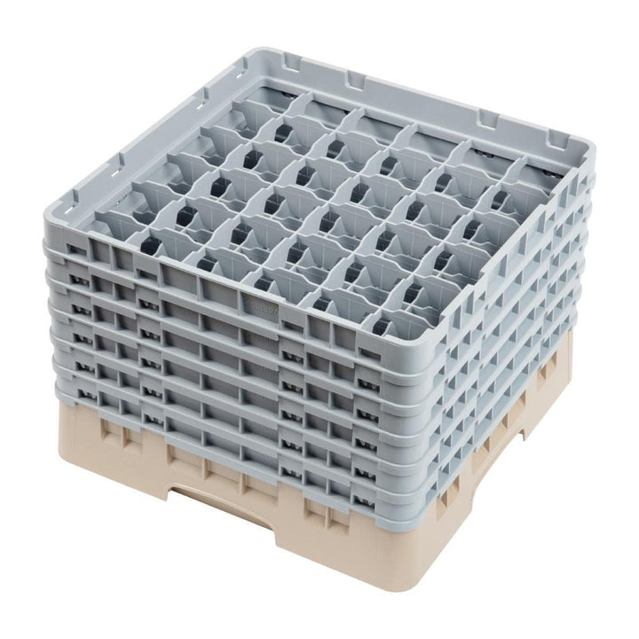 Cambro Camrack 36 Comp Glasregal mit 6 Verlängerungen, Beige, 2 Stück