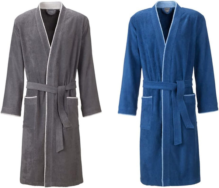 Egeria Nico graphit Herren Kimono Bademantel L 100% Baumwolle