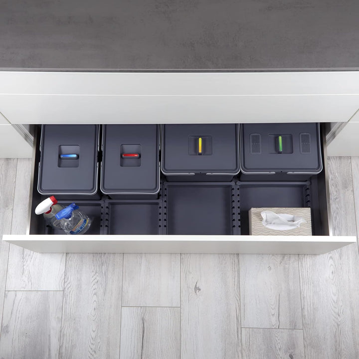 SOTECH Abfallsammler Draw 12+12+12+12L Abfallsystem Abfalltrennsystem für Auszug Korpusbreite 120 cm