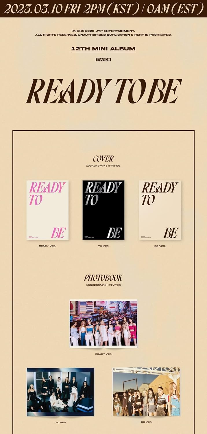 TWICE - READY TO BE (12th Mini Album) CD+Pre-Order Benefit+Folded Poster (READY+TO+BE ver. SET), Rea