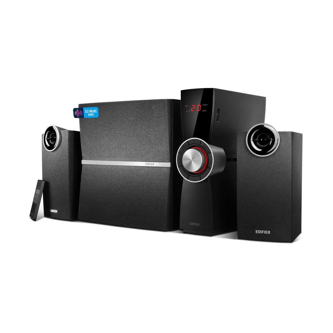 EDIFIER C2XD 2.1 Lautsprechersystem (53 Watt) mit Infrarot-Fernbedienung und optischem Eingang, C2XD