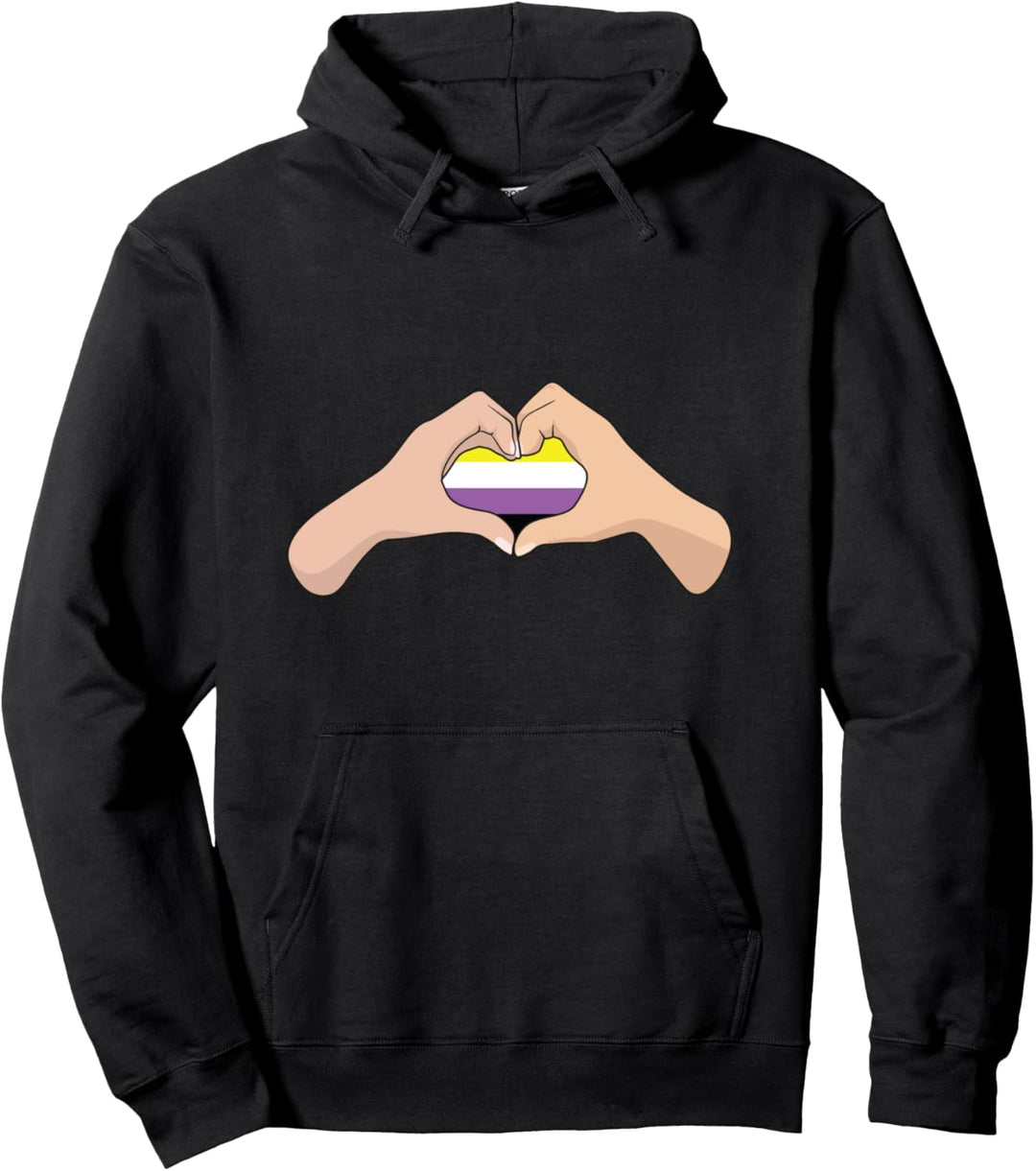 LGBTQ Non Binary Pride Flag - Handherzzeichen nicht binär Pullover Hoodie