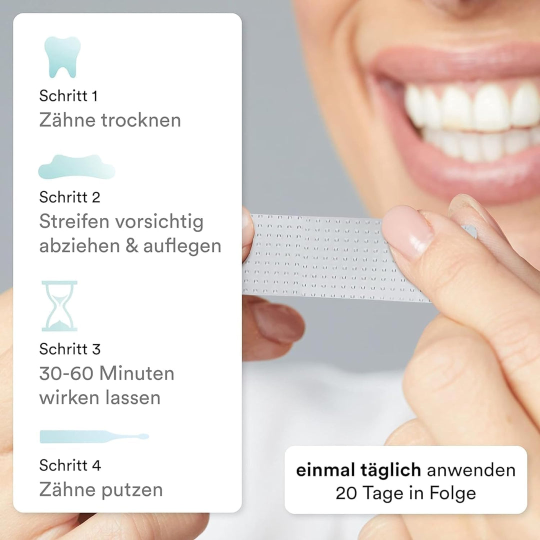 Zahnaufhellung Whitening Strips - Testsieger 2024-100 Tage risikofrei testen - frei von Peroxid - in