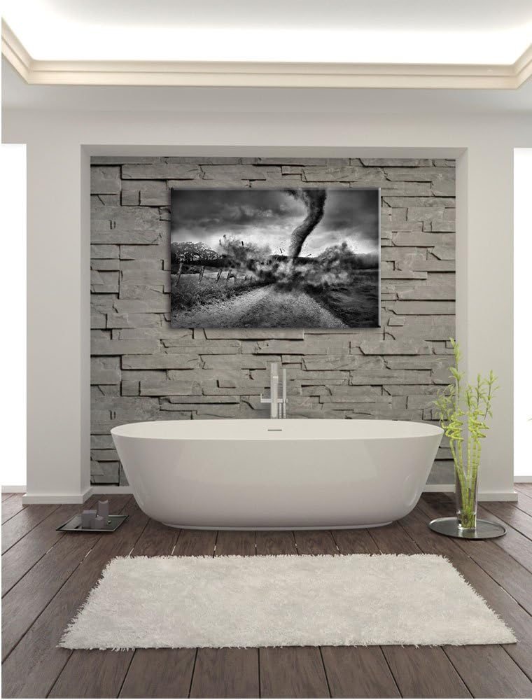 Monocrome, Tornado, Format: 100x70 auf Leinwand, XXL riesige Bilder fertig gerahmt mit Keilrahmen, K