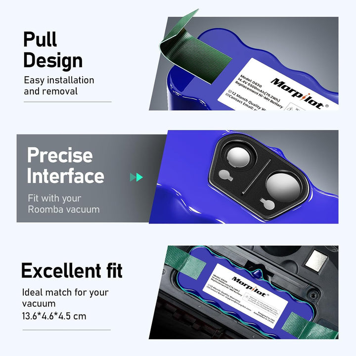Morpilot Akku für iRobot Roomba, NI-MH 4500mAh Ersatzakku für iRobot Roomba 500 521 530 560 563 565