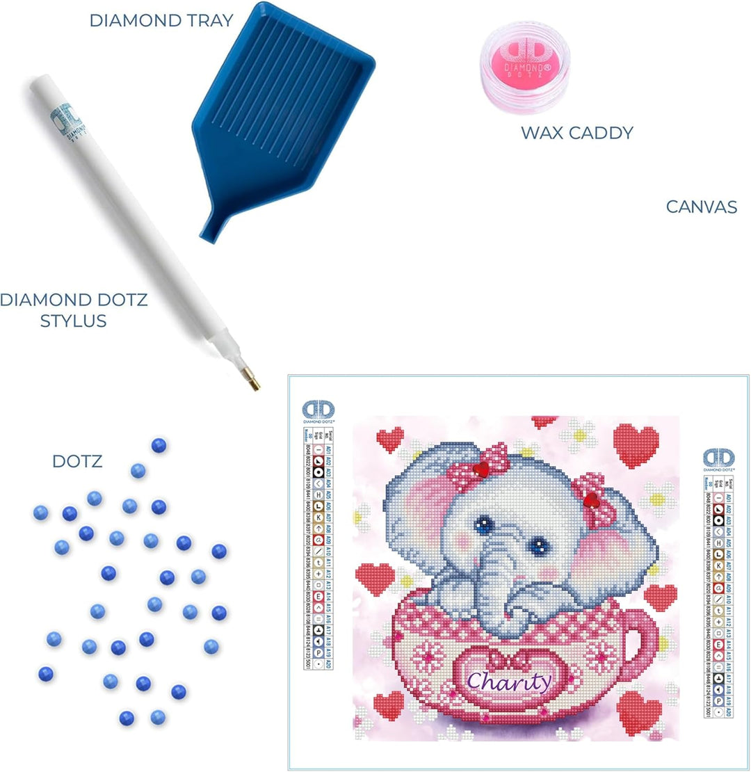 DIAMOND DOTZ DD5.073 - Original 5D Diamond Painting Set Elefant Charity, Kreativset mit 7.756 Diaman