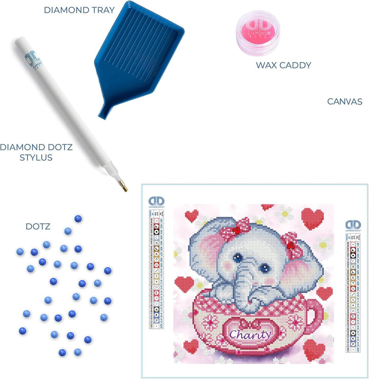 DIAMOND DOTZ DD5.073 - Original 5D Diamond Painting Set Elefant Charity, Kreativset mit 7.756 Diaman