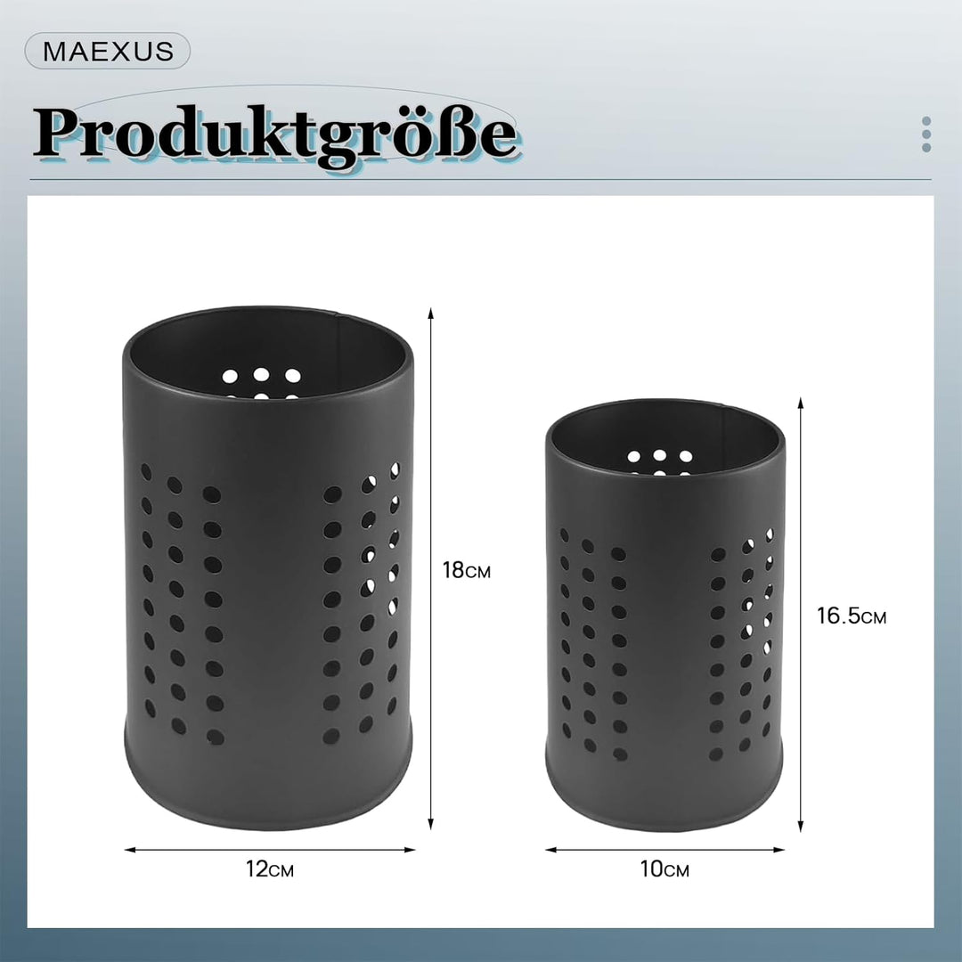 MAEXUS Küchenutensilienhalter, 2er Behälter für Küchenutensilien Organizer, Edelstahl Utensilienhalt