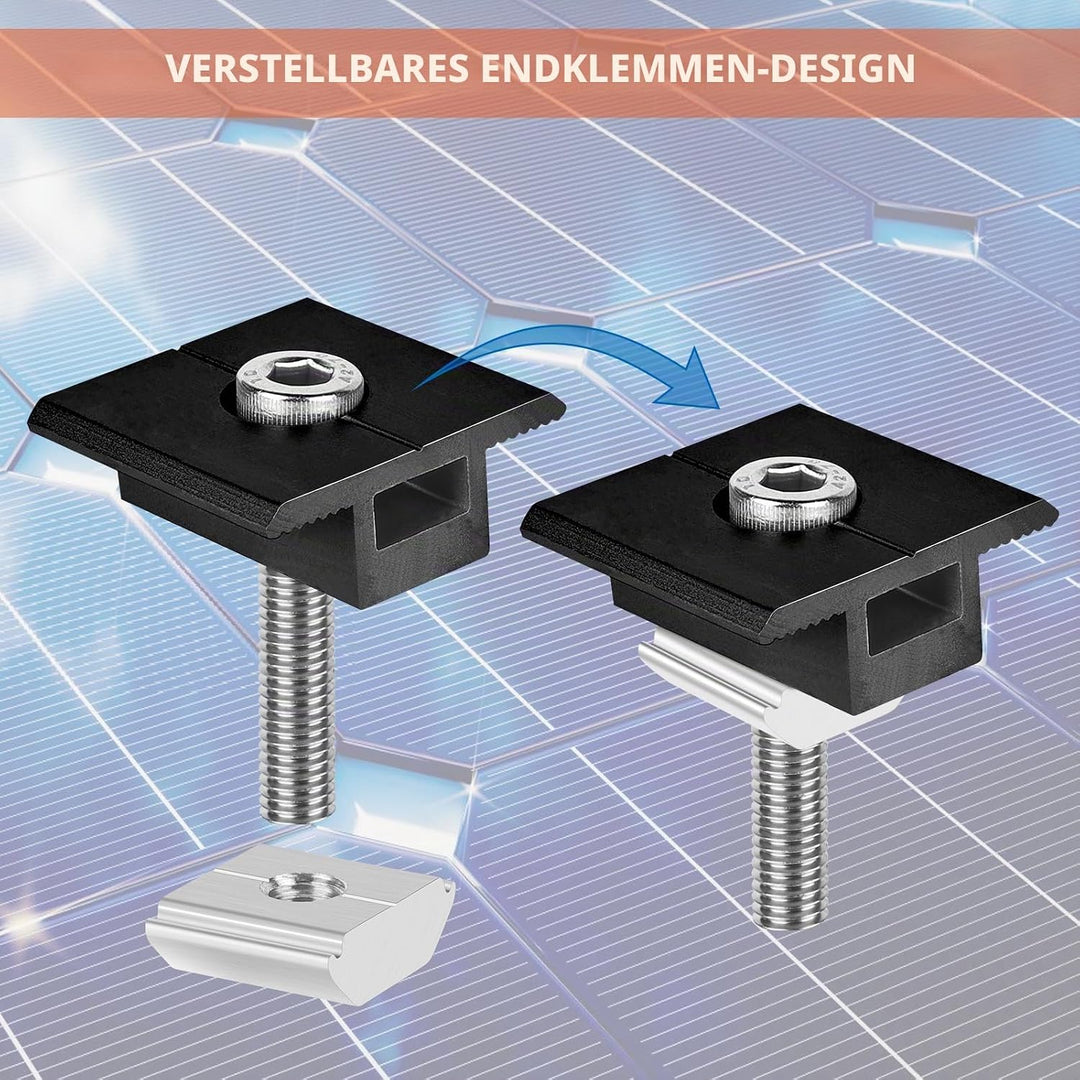 Solarmodul Halterung Mittelklemmen 30mm Schwarz: 10 Stück Solarpanel Halterung, PV Modul Klemmen, Al