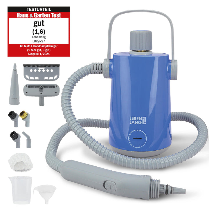 LEBENLANG Dampfreiniger Handgerät Steam Cleaner - 1000W & 300ml mit 9 Zubehör | Polsterreiniger Gerä