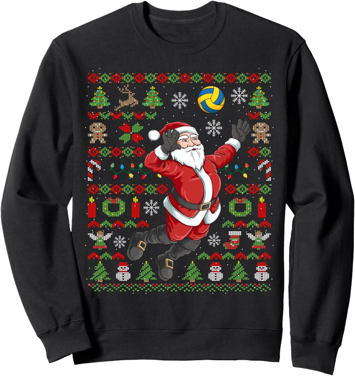 Ugly Christmas Volleyball Weihnachtsmann Weihnachten Sweatshirt