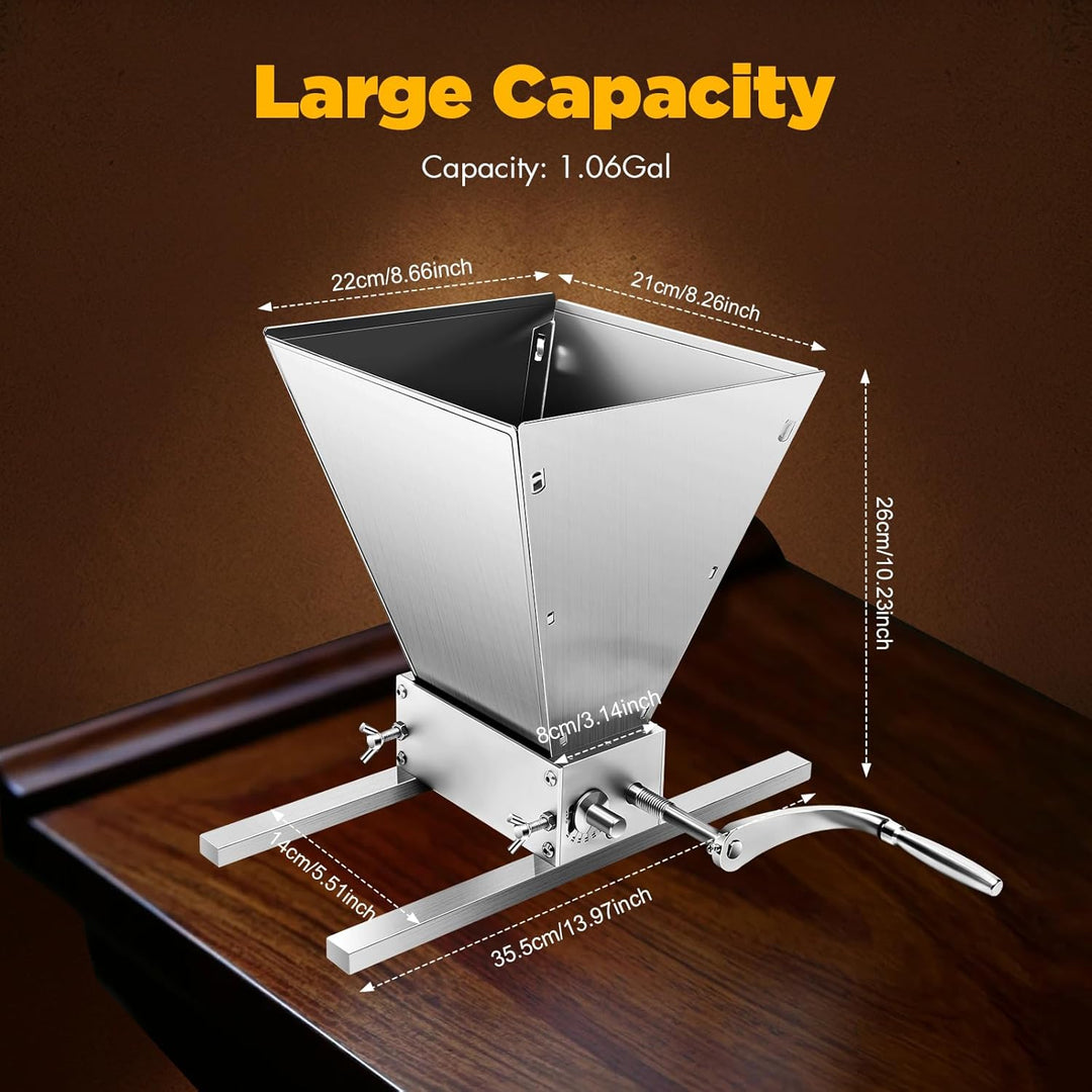 4L Manuelle Getreidemühle Manuell Malzmühle Edelstahl Barley Mais Schrotmühle Verstellbare Getreidem