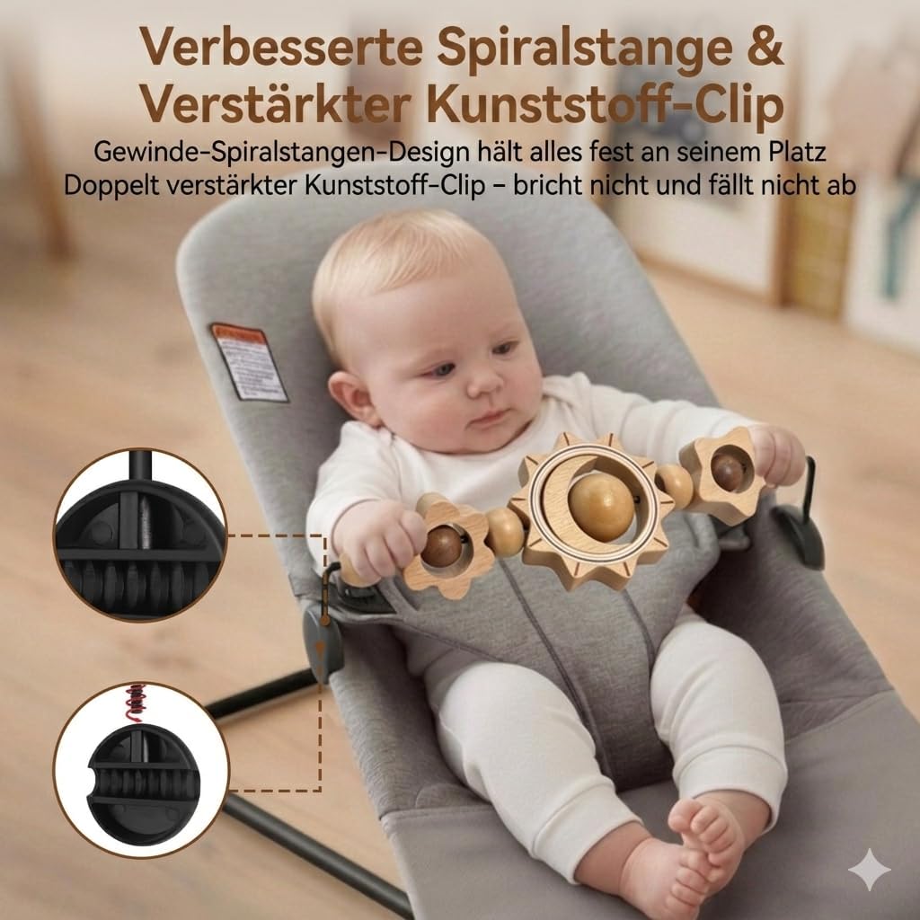 Spielzeug für Babywippe, kompatibel mit Baby Björn Bouncer Balance Soft & Bliss, drehbare Holzspielz