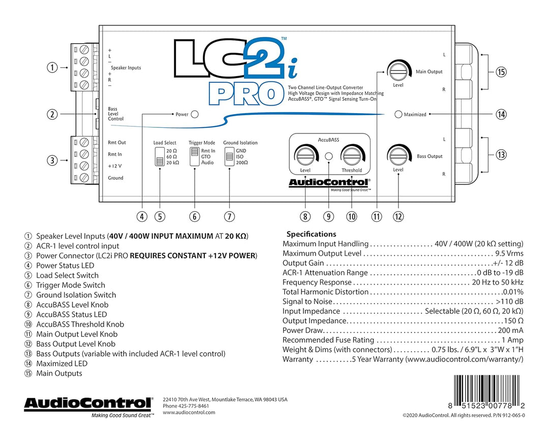AudioControl - LC2i PRO - High-Low Adapter - Stück