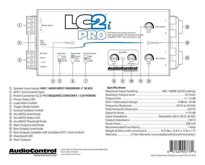 AudioControl - LC2i PRO - High-Low Adapter - Stück