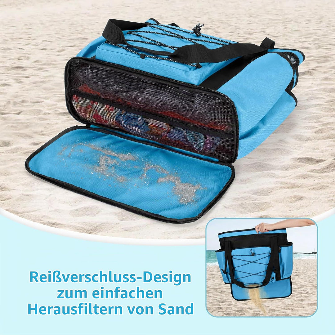 Fasrom Strandtasche XXL mit Reissverschluss unten, badetasche Gross | Mit Trennsystem mit 2 Schichte