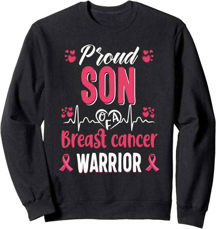 Stolzer Sohn Brustkrebs-Krieger Bewusstsein rosa Schleife Sweatshirt