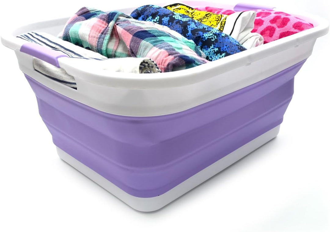 SAMMART 41L Collapsible Plastic Laundry Basket - Foldable Pop Up Storage Container/Organizer - Porta