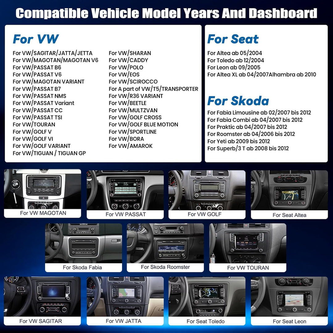 CAMECHO Android Radio für VW Golf 5 Golf 6 Polo Skoda Seat, 7 Zoll Bildschirm Autoradio 2 DIN mit Na