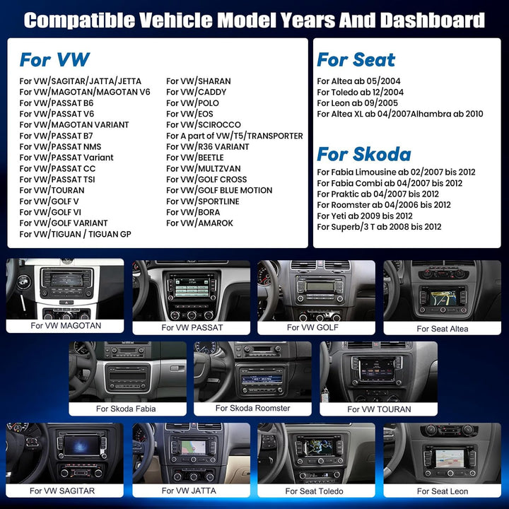 CAMECHO Android Radio für VW Golf 5 Golf 6 Polo Skoda Seat, 7 Zoll Bildschirm Autoradio 2 DIN mit Na