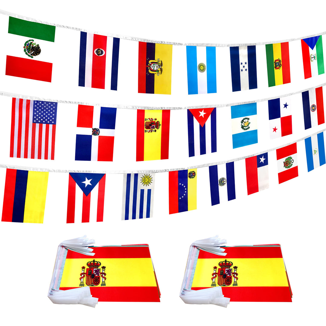 LoveVC 2 Set 22 Länder spanische Sprachflaggen Banner String für Klassenzimmer Lateinamerikanische L