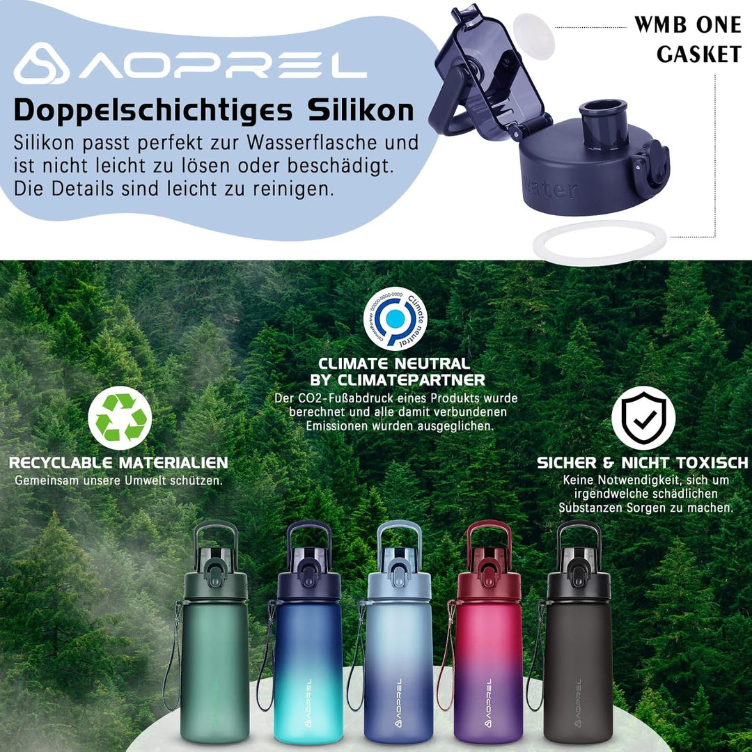 Trinkflasche 600ml, Wasserflasche BPA-Frei aus Tritan, Sport Trinkflasche Auslaufsicher 600ml Flasch