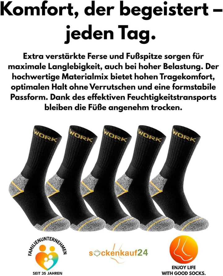 Herren Arbeitssocken (10 oder 20 Paar) WORK Socken Baumwolle 43-46 20 Paar | Schwarz/Grau Meliert, 4