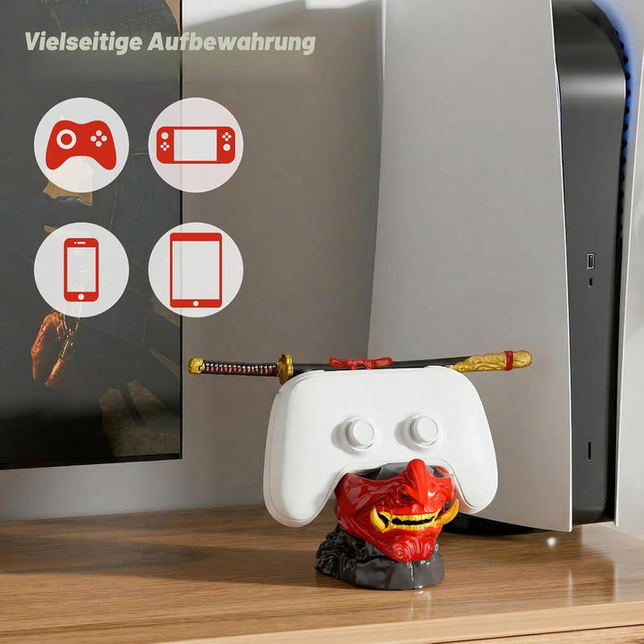 NiHome Samurai-Masken Controller Halter für PS5 Xbox Switch &amp; Headsets – Handgefertigte Resin-Skulpt