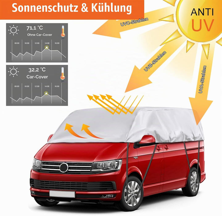 Autoabdeckung Wasserdicht Ersatz für VW T5 T6 SWB, Sonnenfest Hälfte Autoabdeckung, Halbgarage UV Be